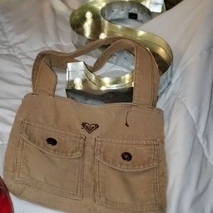 Light tan corduroy Roxy purse
